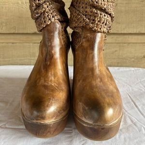 Bed|stu Bruges Slouch Wedge Bootie in brown Brand New Organic Leather Womens 9